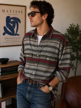 Vintage Polo Ralph Lauren Whitfield Button Down Long Sleeve Shirt Medium Striped